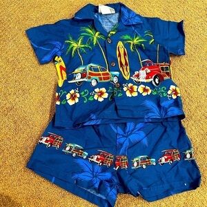 Winnie Fashion Size 2 Boys Matching Hawaiian Outfit in Blue